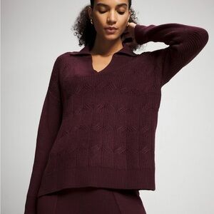 Soma Women's NWT V-Neck Collared Long Sleeve Sweater Merlot Color XL